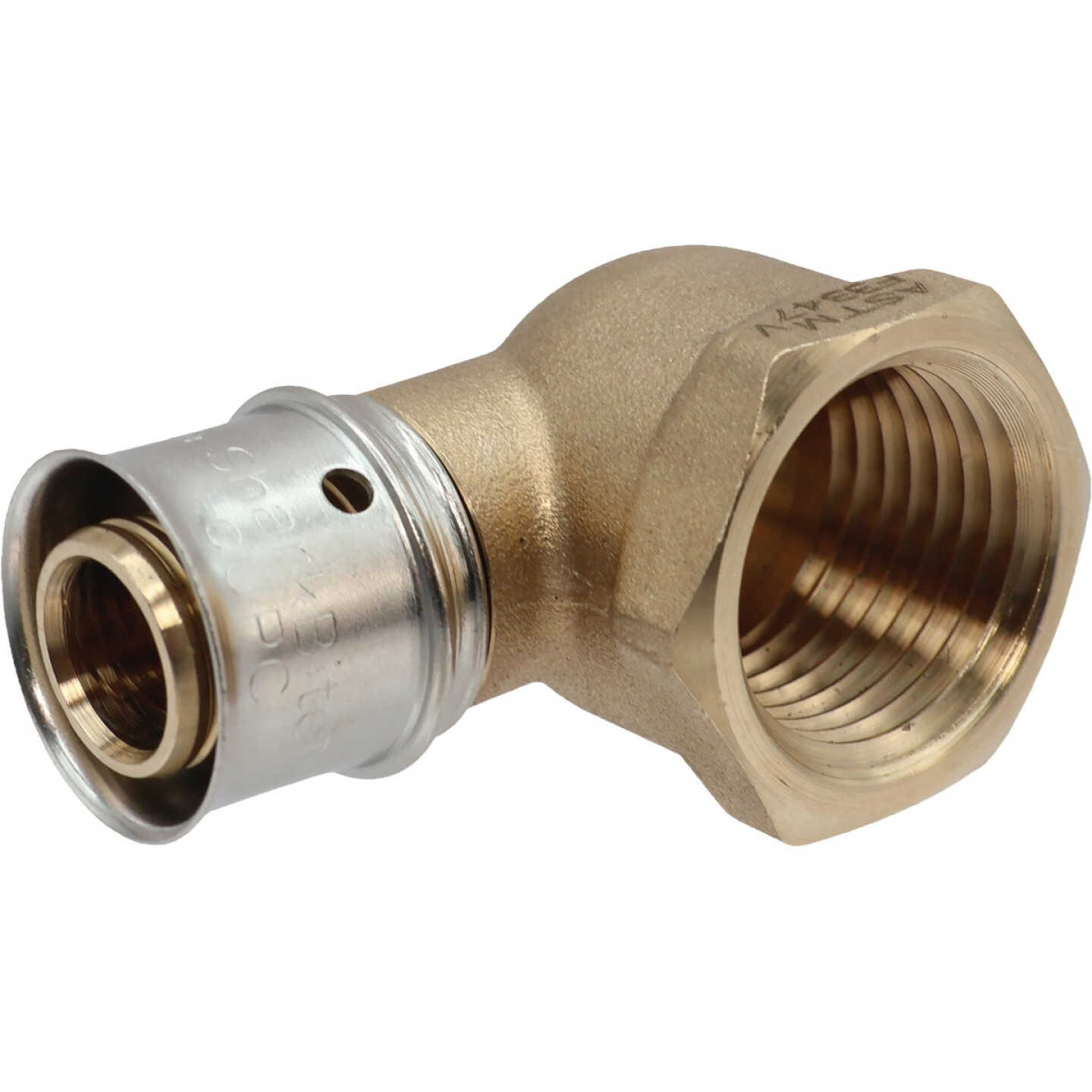 SharkBite 1/2 In. x 1/2 In. FNPT PEX Press Brass Adapter Elbow Image 1