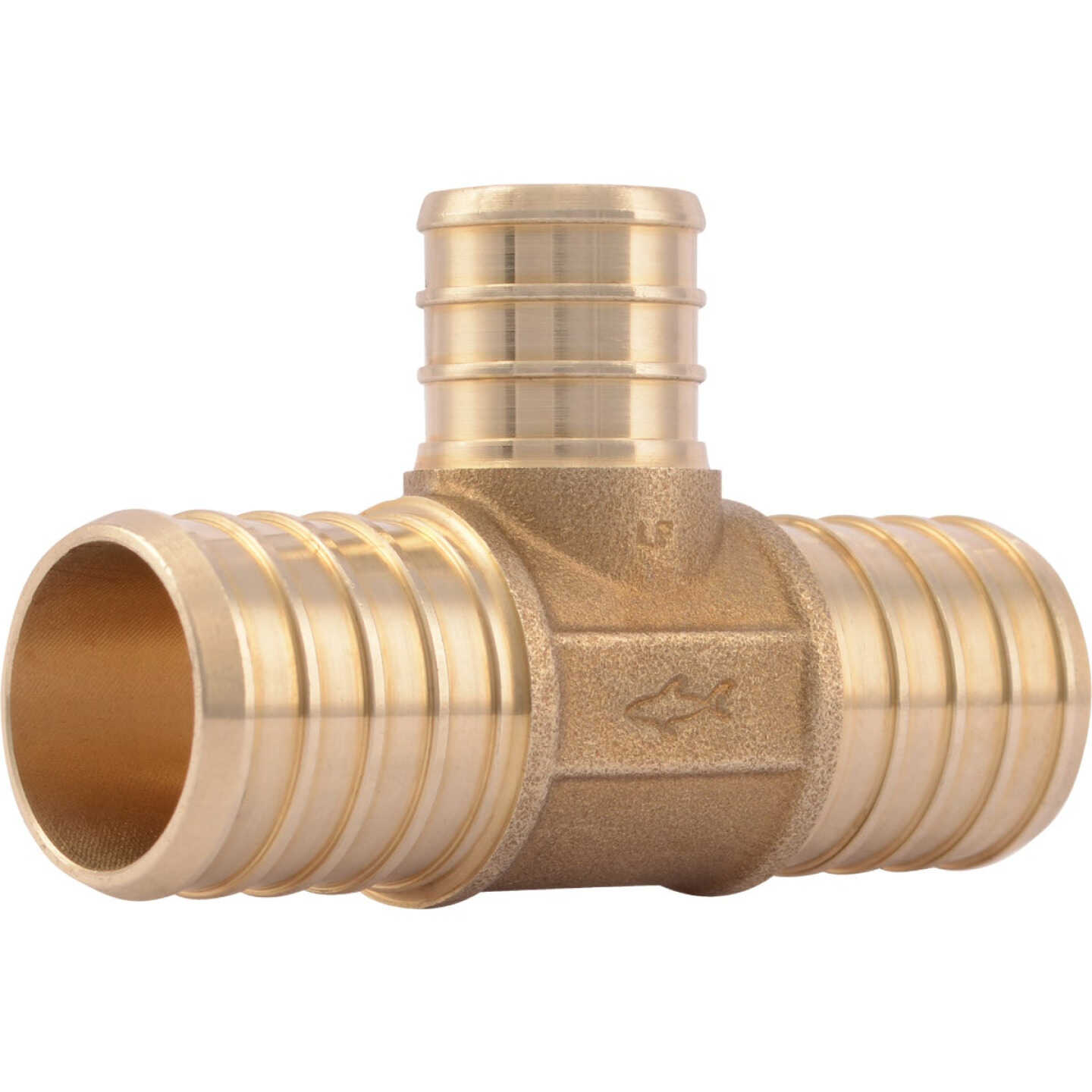 SharkBite 1 In. x 1 In. x 3/4 In. Barb Reducing Brass PEX Tee Image 1