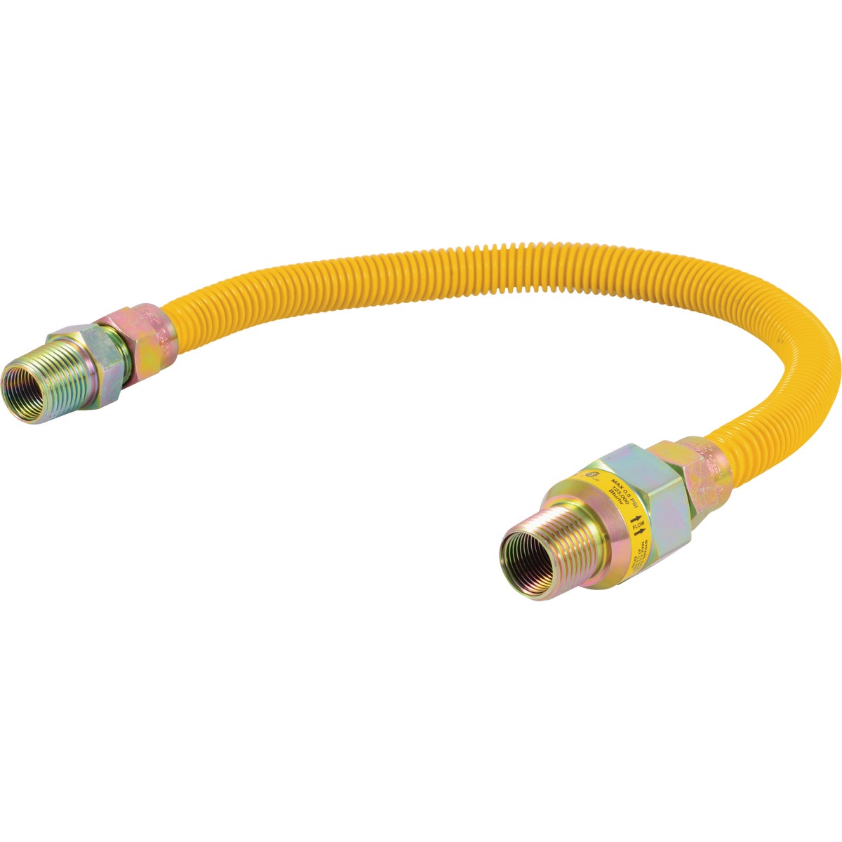 Eastman 1/2 In. OD x 18 In. 1/2 In. MIP (Tapped 3/8 In. FIP) x 1/2 In. MIP (Tapped 3/8 In. FIP) Coated Stainless Steel Gas Connector with ArmorBoost Excess Flow Valve Image 1