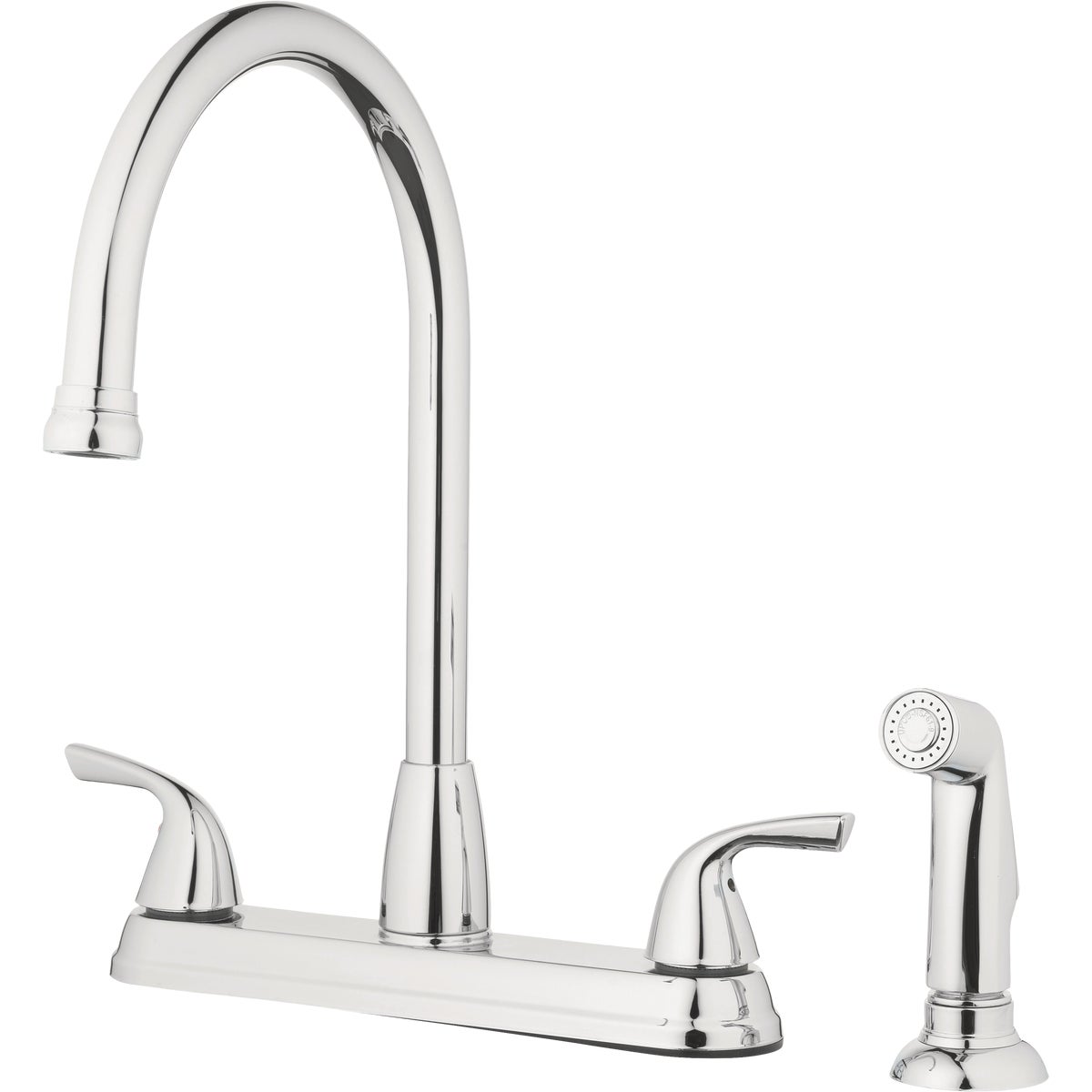 Homepointe 3-Hole Low Arc Kitchen Faucet with Side Sprayer, Chrome