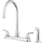 Homepointe 3-Hole Low Arc Kitchen Faucet with Side Sprayer, Chrome Image 1