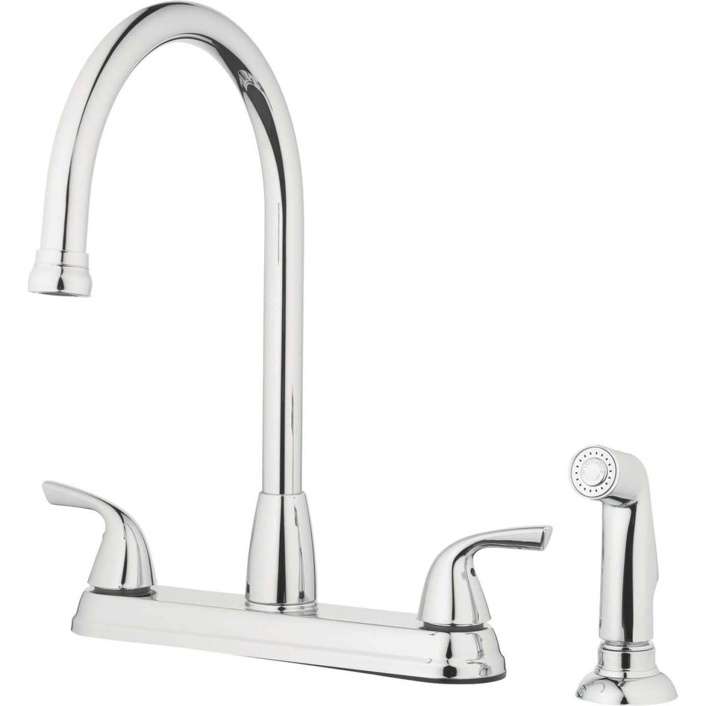 Homepointe 3-Hole Low Arc Kitchen Faucet with Side Sprayer, Chrome Image 1