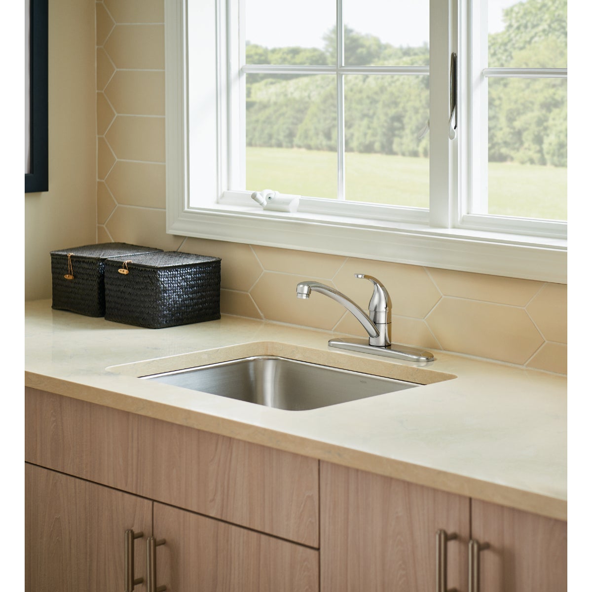 Moen Adler 1-Handle Lever Centerset Kitchen Faucet, Chrome Image 2