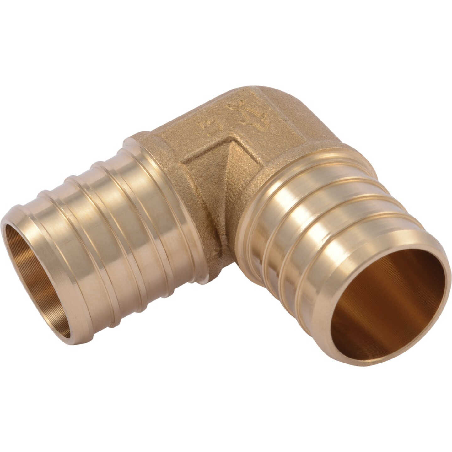 SharkBite 1 In. x 1 In. Barb 90 Deg. Brass PEX Elbow (1/4 Bend) Image 1