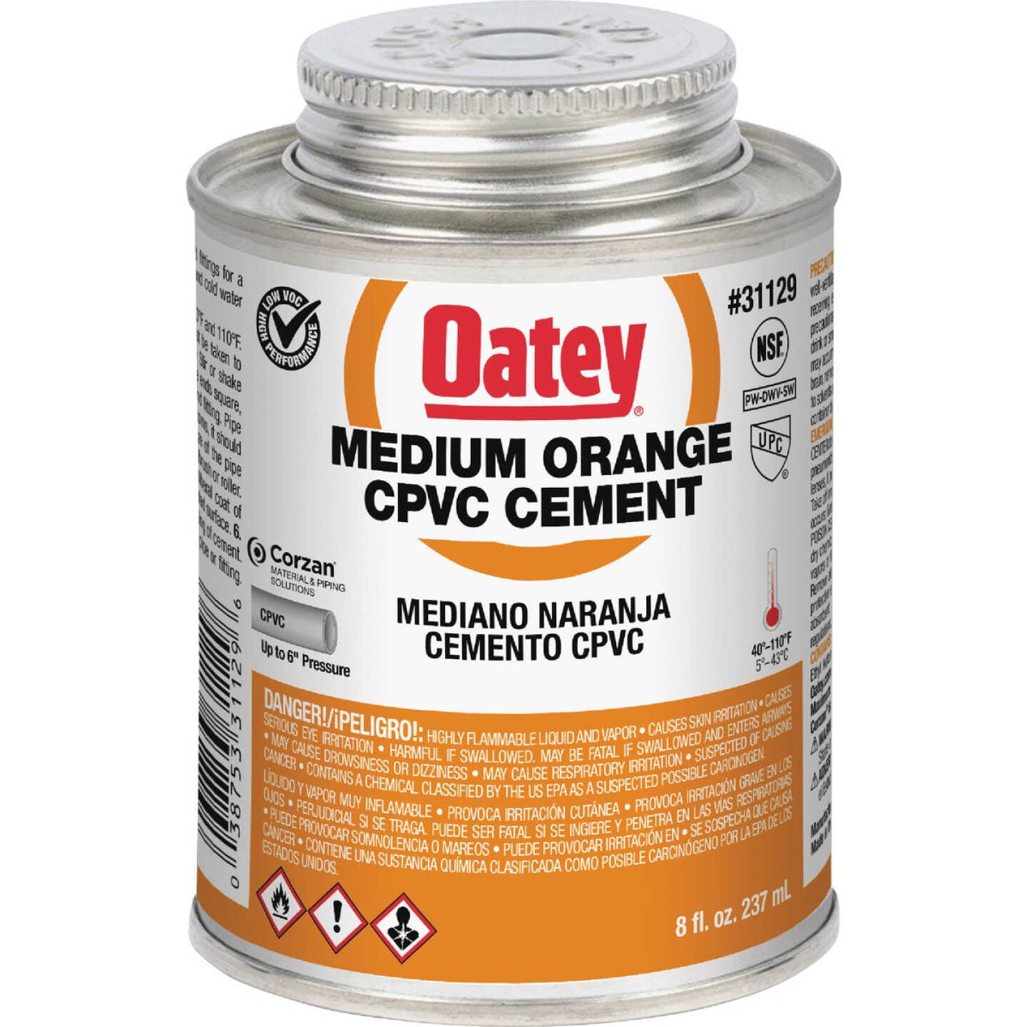 Oatey 8 Oz. Medium Bodied Orange CPVC Cement Image 1