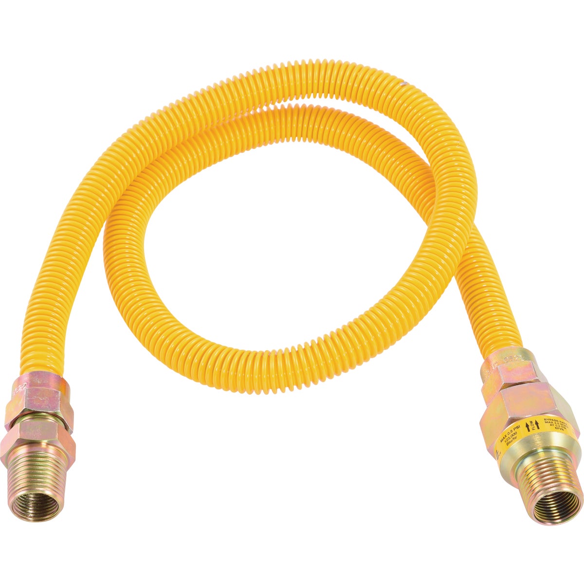 Eastman 1/2 In. OD x 36 In. 1/2 In. MIP (Tapped 3/8 In. FIP) x 1/2 In. MIP (Tapped 3/8 In. FIP) Coated Stainless Steel Gas Connector with ArmorBoost Excess Flow Valve