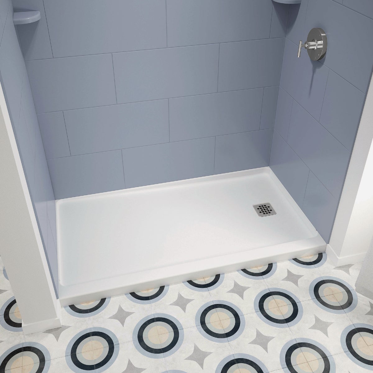 Bootz ShowerCast 6030 60 In. W. x 30 In. D. Left Drain Shower Floor in White Image 3