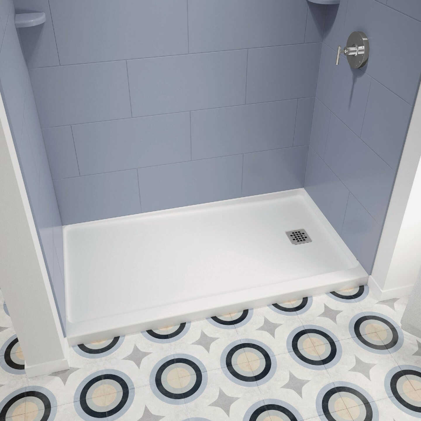 Bootz ShowerCast 6030 60 In. W. x 30 In. D. Left Drain Shower Floor in White Image 3