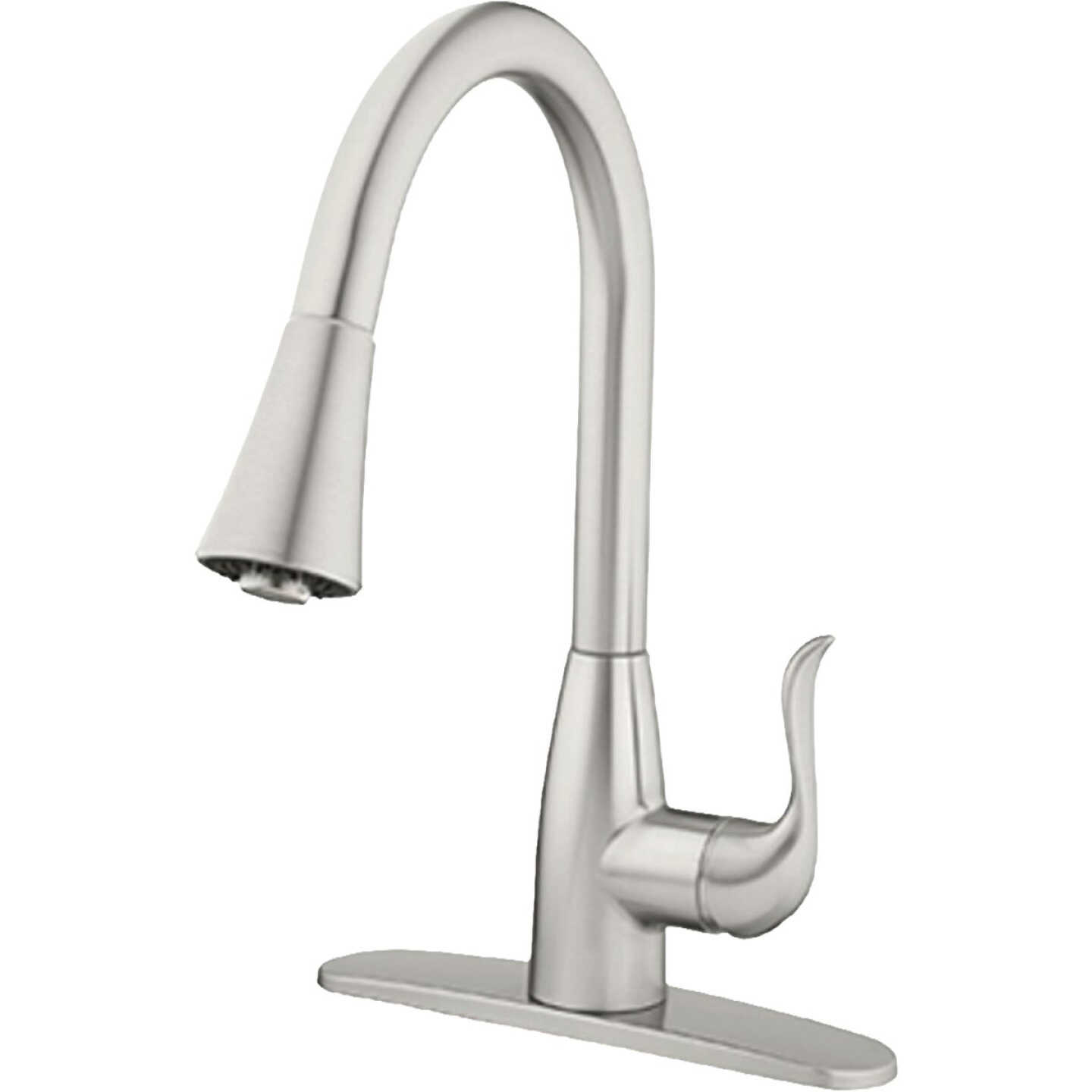 Homepointe Single or 3-Hole High Arc Pull-Down Kitchen Faucet, Stainless Steel Image 1