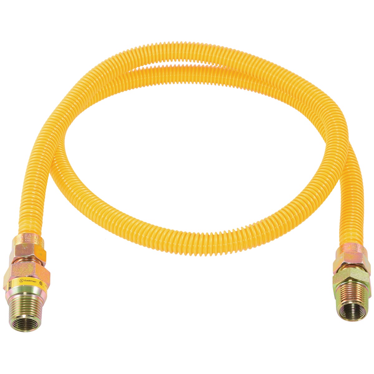 Eastman 1/2 In. OD x 48 In. 1/2 In. MIP (Tapped 3/8 In. FIP) x 1/2 In. MIP (Tapped 3/8 In. FIP) Coated Stainless Steel Gas Connector with ArmorBoost Excess Flow Valve Image 1
