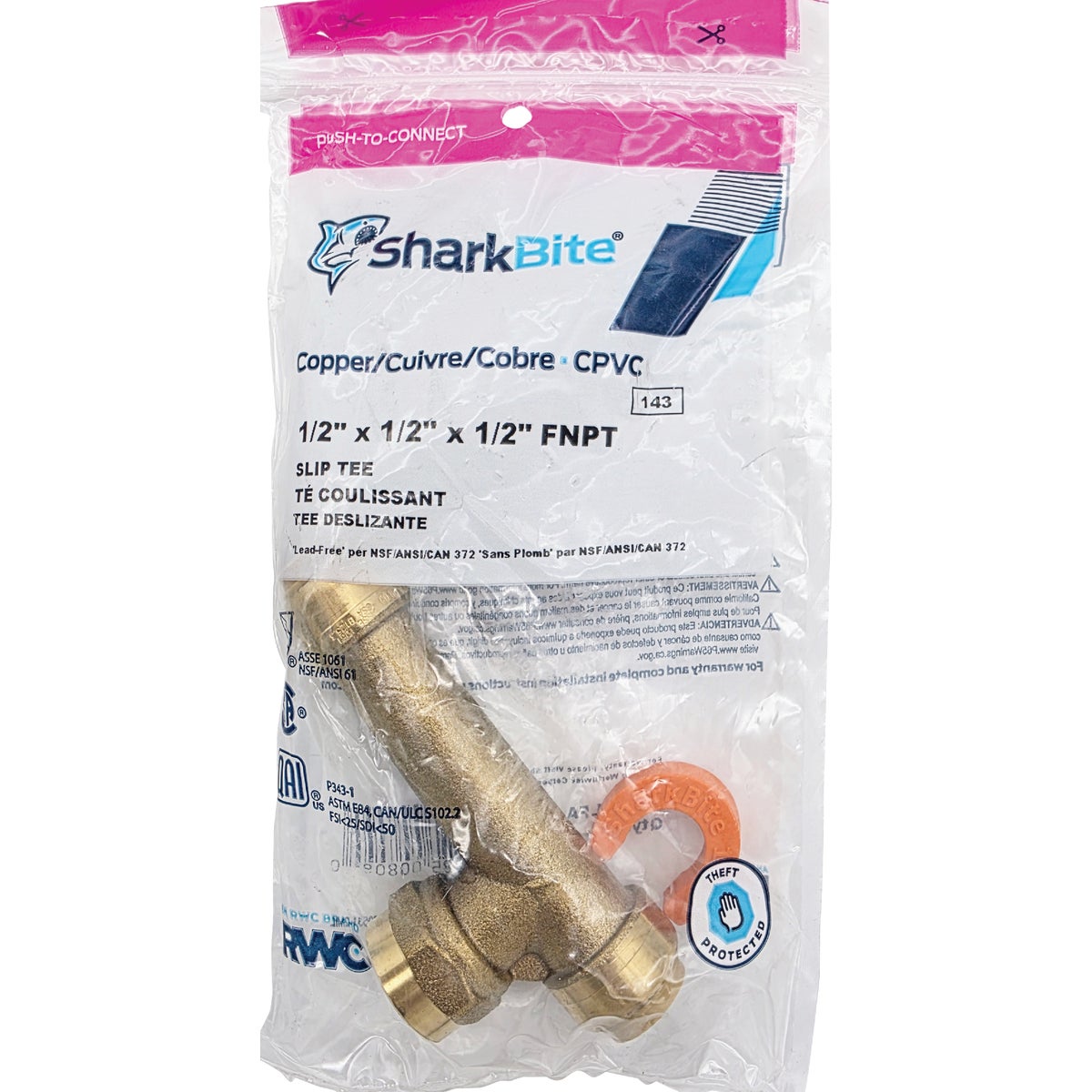 SharkBite 1/2 in. Push-to-Connect x 1/2 In. Push-to-Connect x 1/2 In. FNPT Expansion Tank Slip Tee Image 2