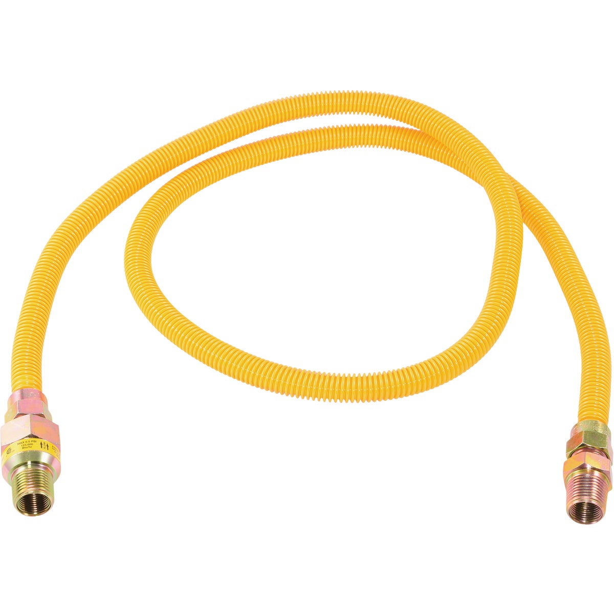 Eastman 1/2 In. OD x 60 In. 1/2 In. MIP (Tapped 3/8 In. FIP) x 1/2 In. MIP (Tapped 3/8 In. FIP) Coated Stainless Steel Gas Connector with ArmorBoost Excess Flow Valve
