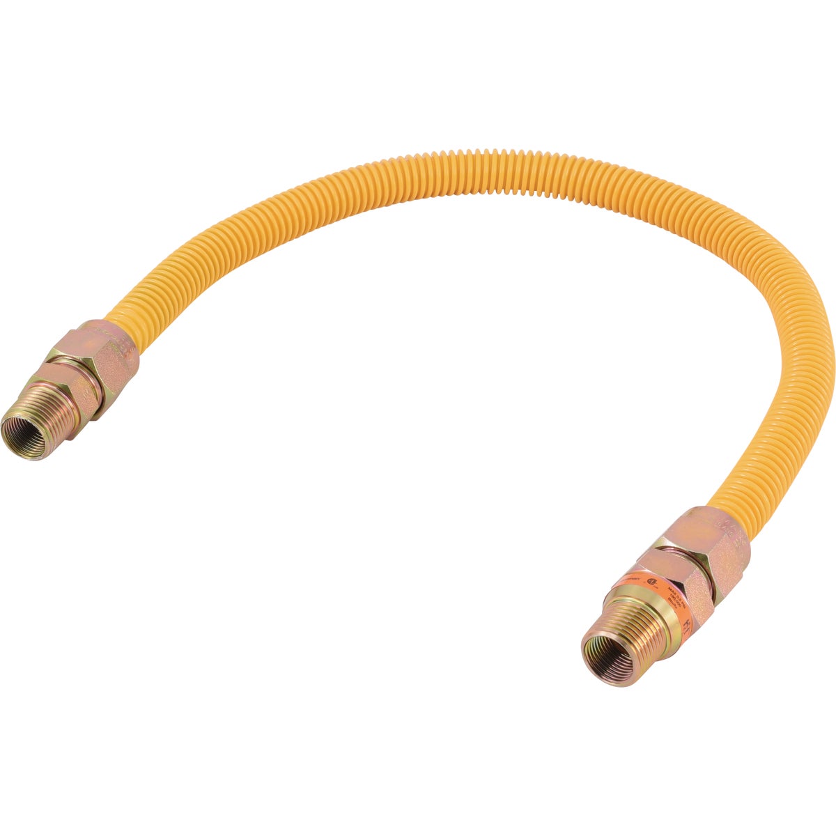Eastman 5/8 In. OD x 24 In. 1/2 In. MIP (Tapped 3/8 In. FIP) x 1/2 In. MIP (Tapped 3/8 In. FIP) Coated Stainless Steel Gas Connector with ArmorBoost Excess Flow Valve Image 1