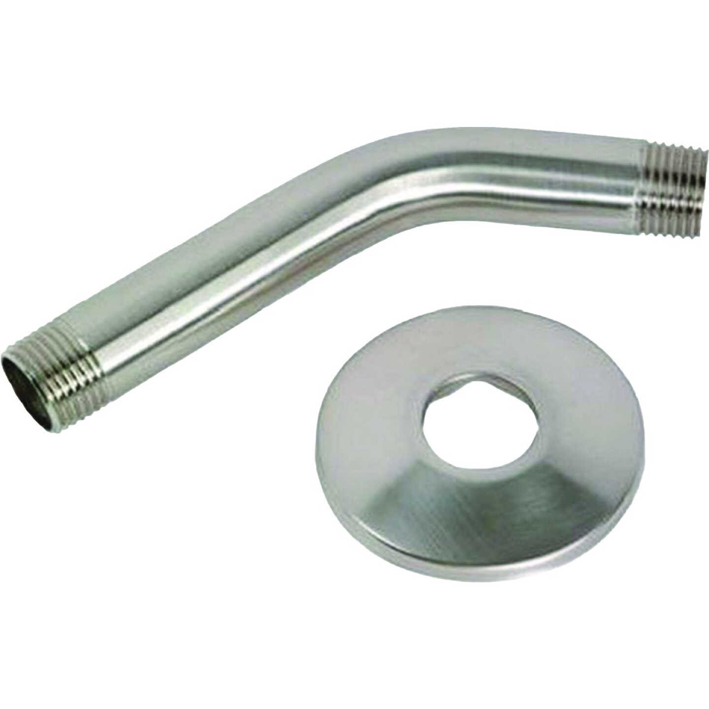 Master Plumber 6 In. Brushed Nickel Shower Arm With Flange Image 1