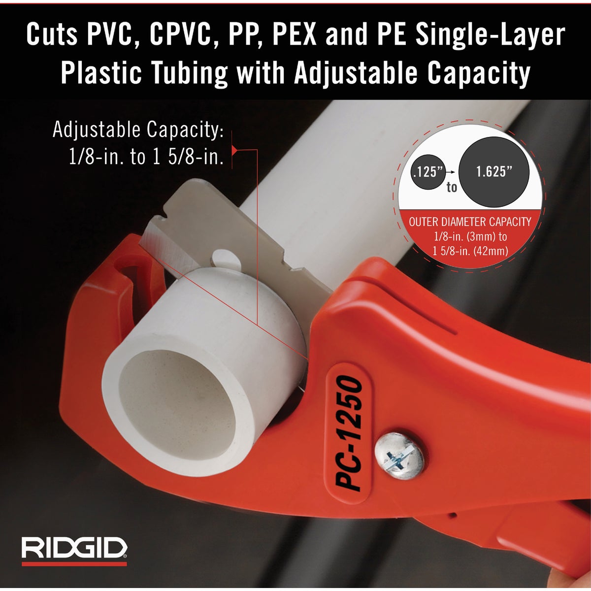 Ridgid 1/8 In. to 1-5/8 In. Plastic Pipe & Tubing Cutter Image 6