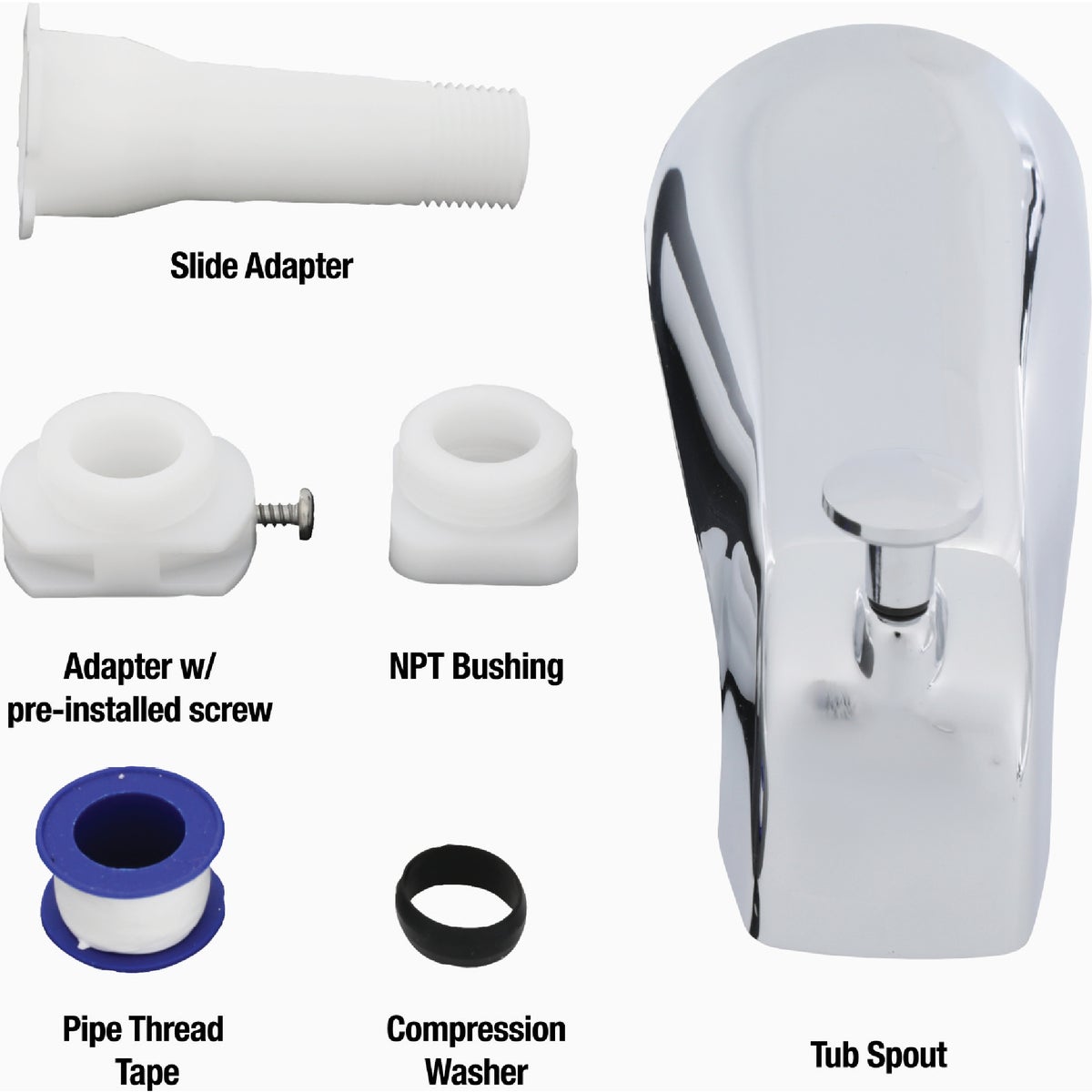 Danco 5 In. Chrome Bathtub Spout with Diverter Image 4