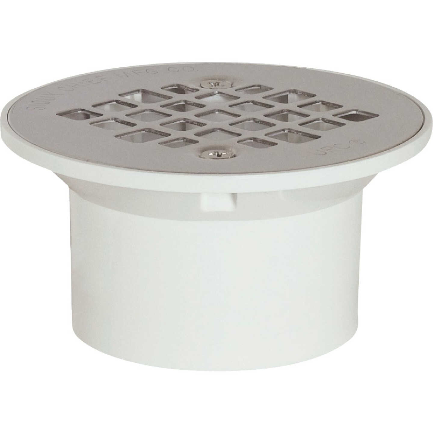 Sioux Chief 3 In. x 4 In. PVC/Stainless Steel Screw Floor Drain Image 1