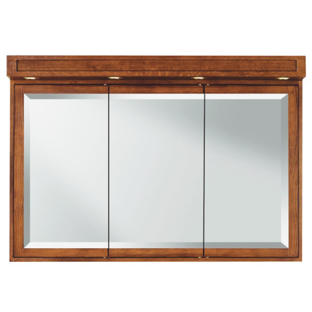 Sunny Wood Franciscan Mission Oak 48 In. W x 30 In. H x 5 In. D Tri-View Surface Mount Medicine Cabi