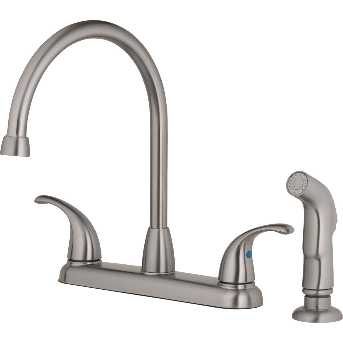 Homepointe 3-Hole Low Arc Kitchen Faucet with Side Sprayer, Stainless Steel