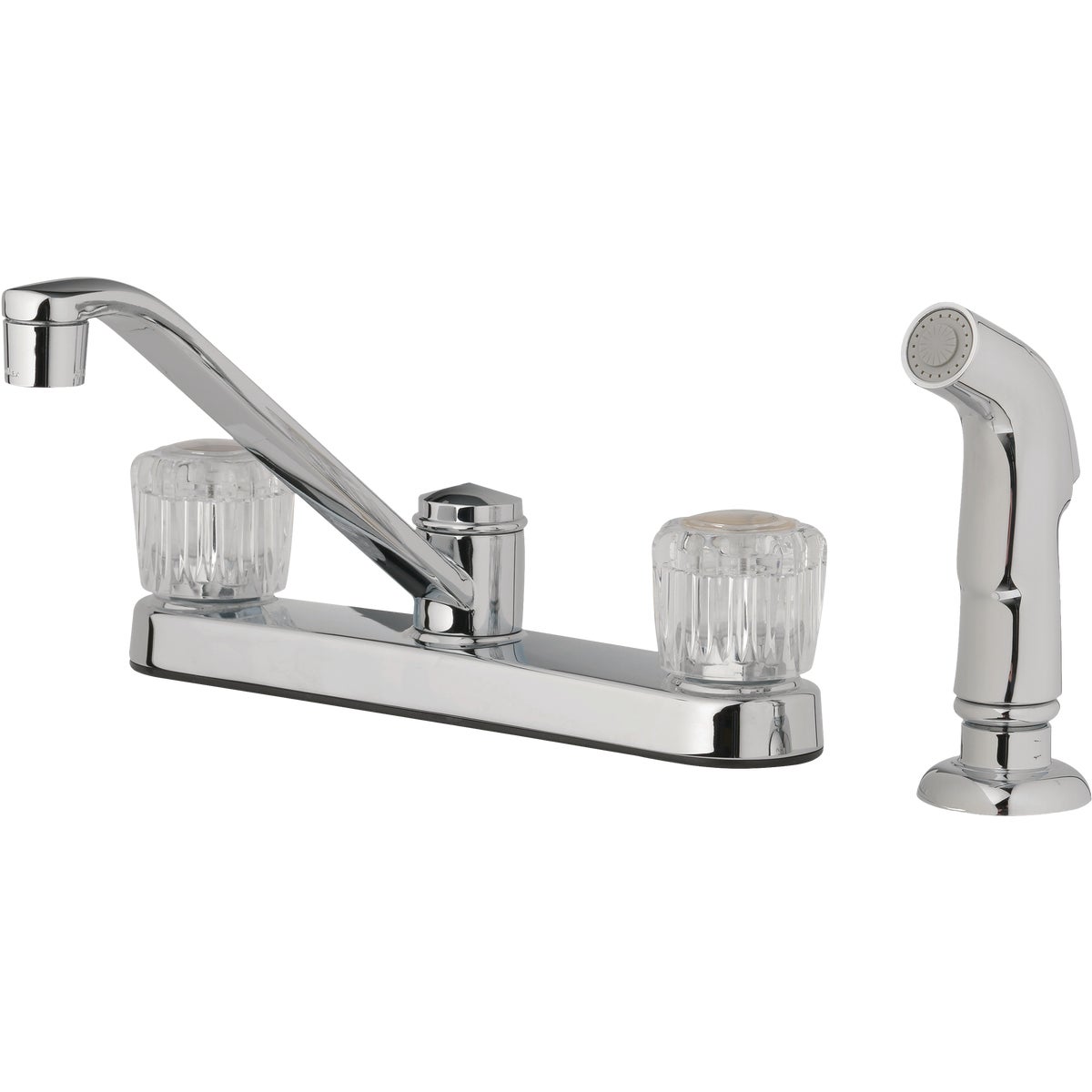 Homepointe 3-Hole Low Arc Kitchen Faucet with Side Sprayer, Chrome