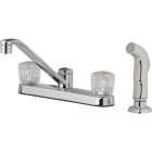 Homepointe 3-Hole Low Arc Kitchen Faucet with Side Sprayer, Chrome Image 1