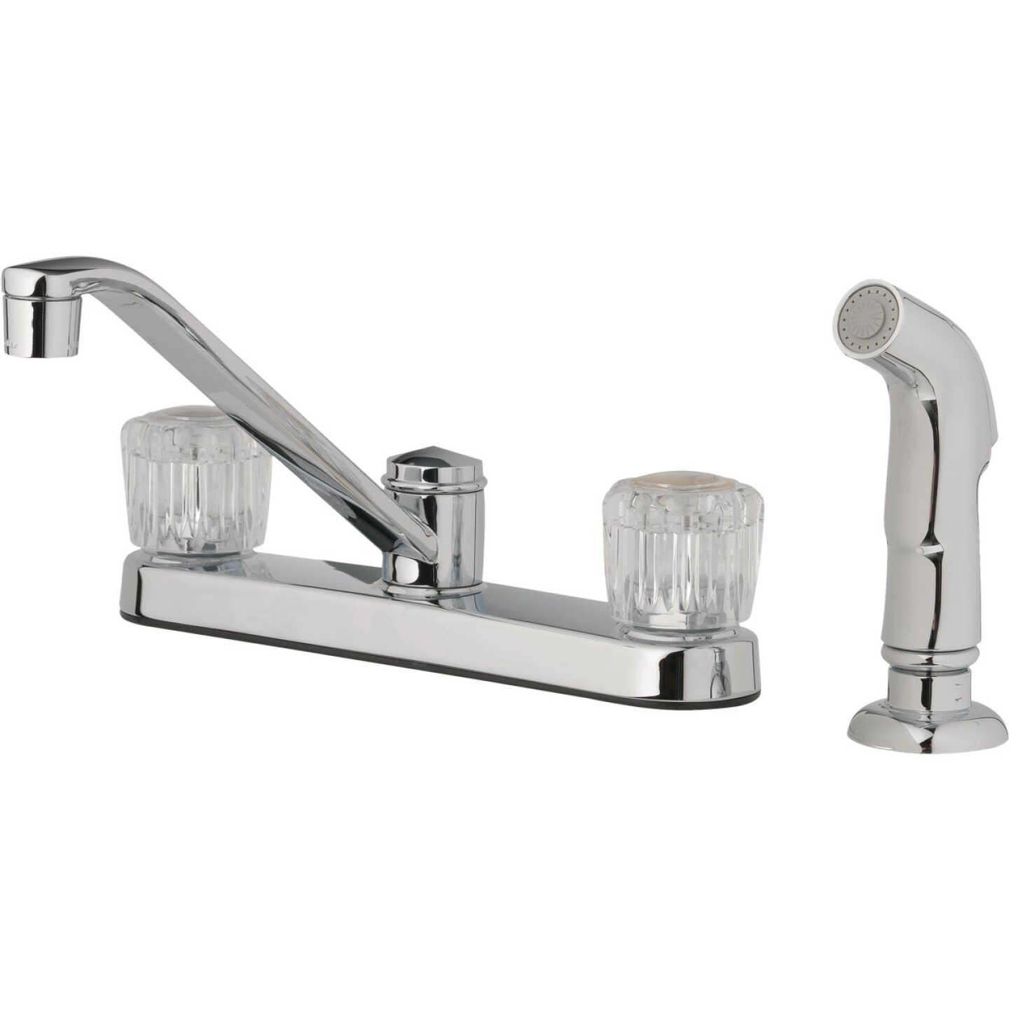 Homepointe 3-Hole Low Arc Kitchen Faucet with Side Sprayer, Chrome Image 1