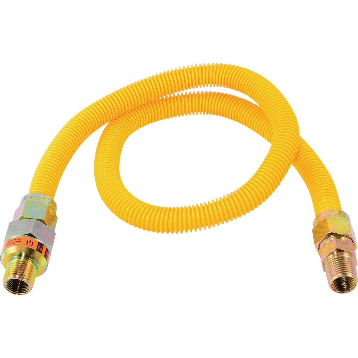 Eastman 5/8 In. OD x 36 In. 1/2 In. MIP (Tapped 3/8 In. FIP) x 1/2 In. MIP (Tapped 3/8 In. FIP) Coated Stainless Steel Gas Connector with ArmorBoost Excess Flow Valve Image 1