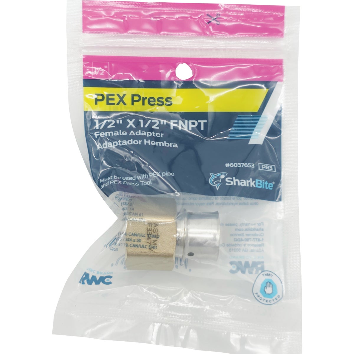 SharkBite 1/2 In. x 1/2 In. FNPT PEX Press Brass Adapter Image 2