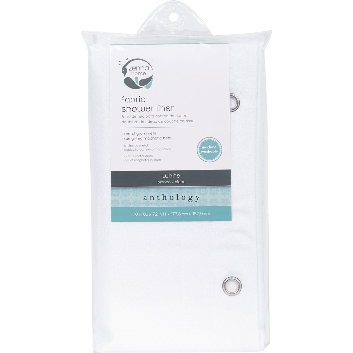 Zenna Home 70 In. x 72 In. White Fabric Shower Curtain