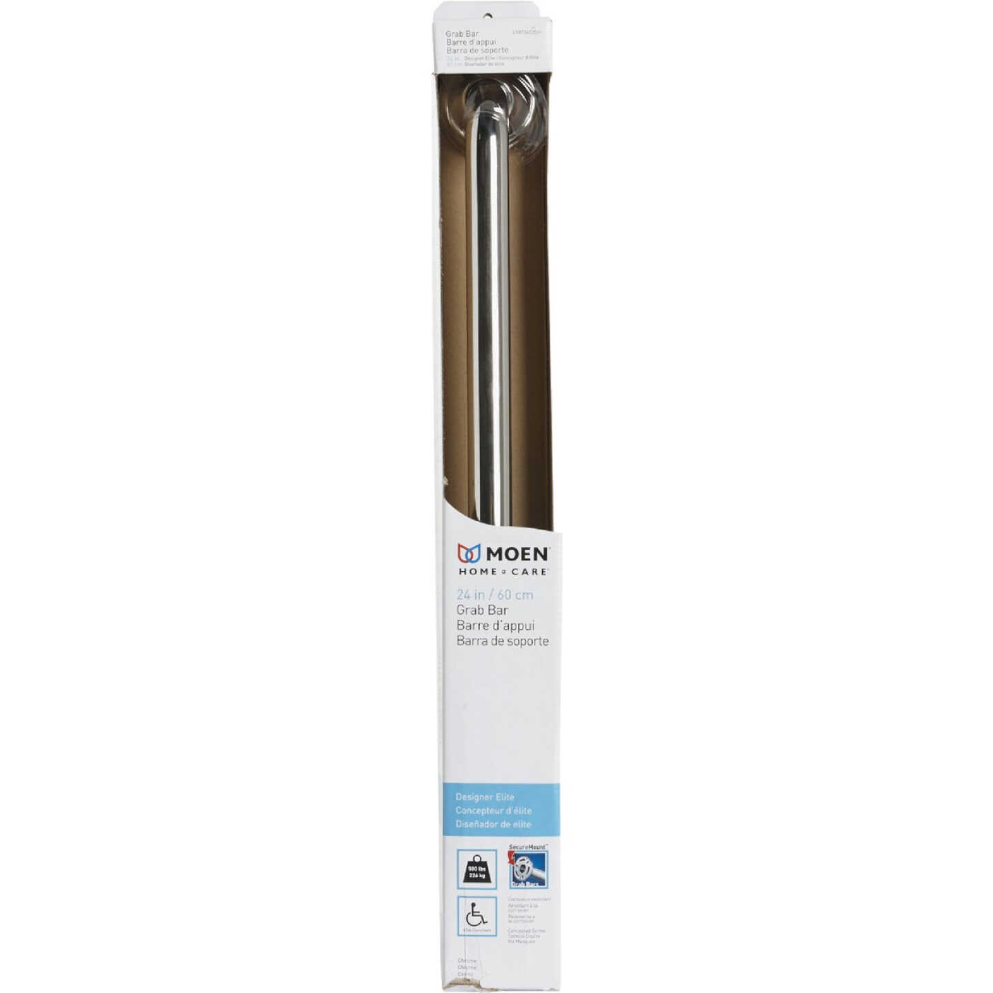 Moen Home Care 24 In. Concealed Screw Designer Grab Bar, Chrome Image 2