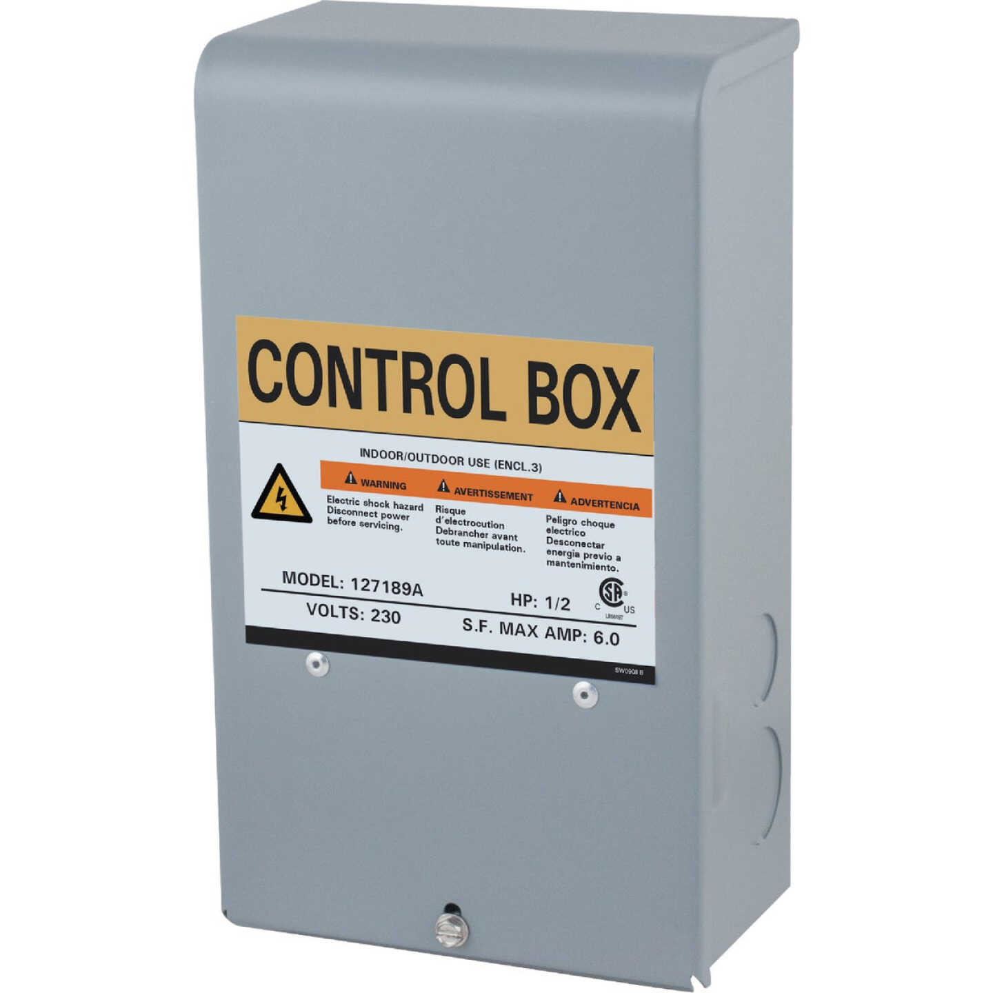 Star Water Systems 1/2 HP 230V Quick Disconnect Pump Control Box Image 1