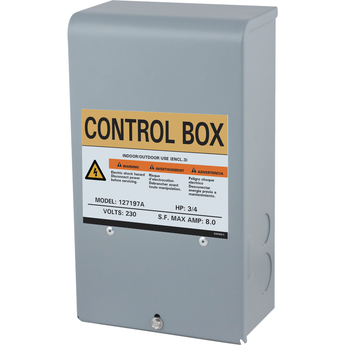 Star Water Systems 3/4 HP 230V Quick Disconnect Pump Control Box Image 1