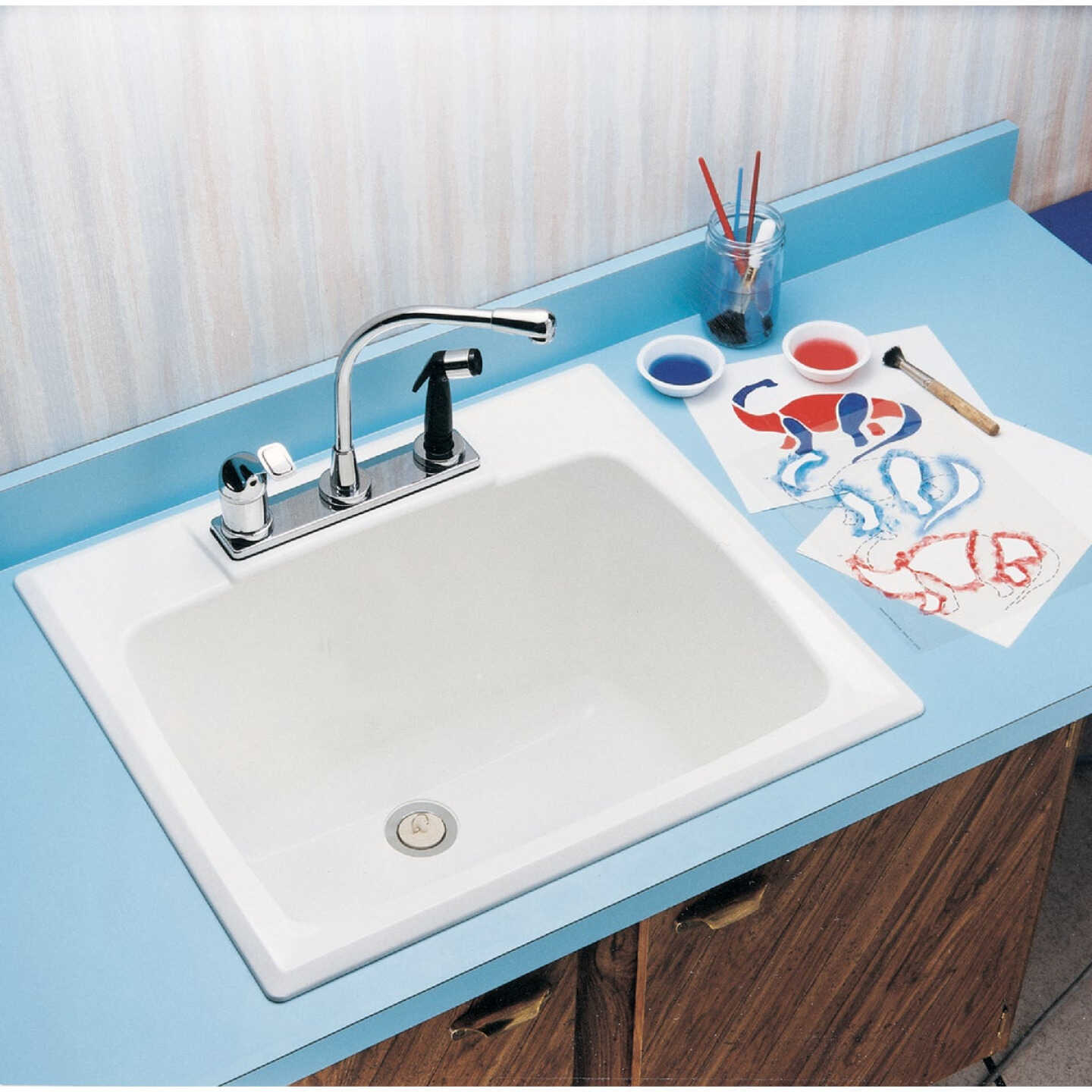 Mustee Drop-In 17 Gallon 22 In. x 25 In. Countertop Sink Tub Image 1