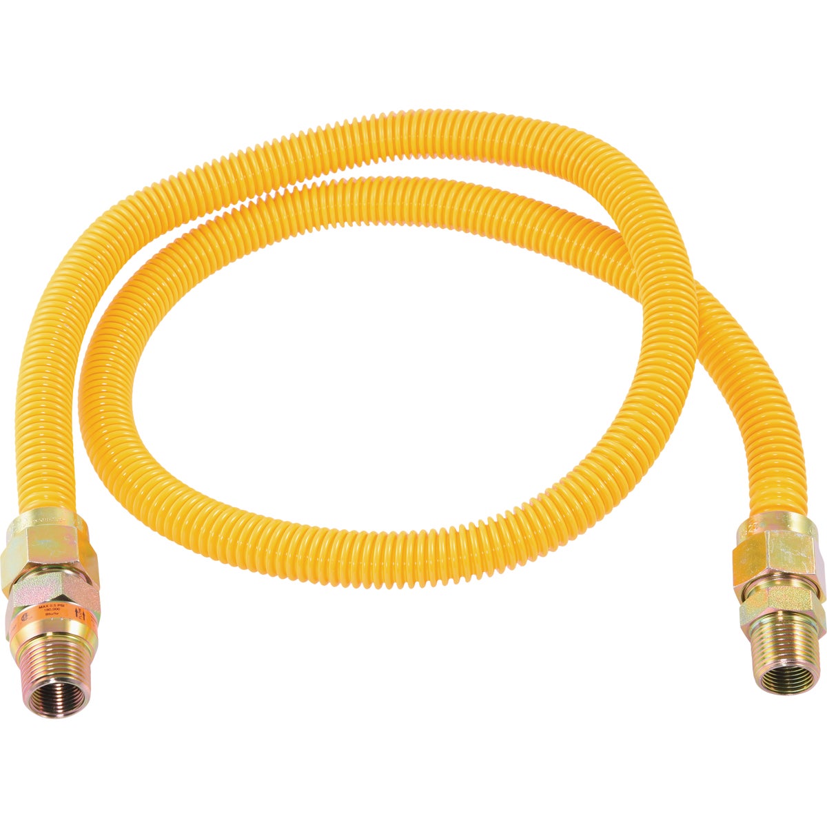 Eastman 5/8 In. OD x 48 In.1/2 In. MIP (Tapped 3/8 In. FIP) x 1/2 In. MIP (Tapped 3/8 In. FIP) Coated Stainless Steel Gas Connector with ArmorBoost Excess Flow Valve Image 1