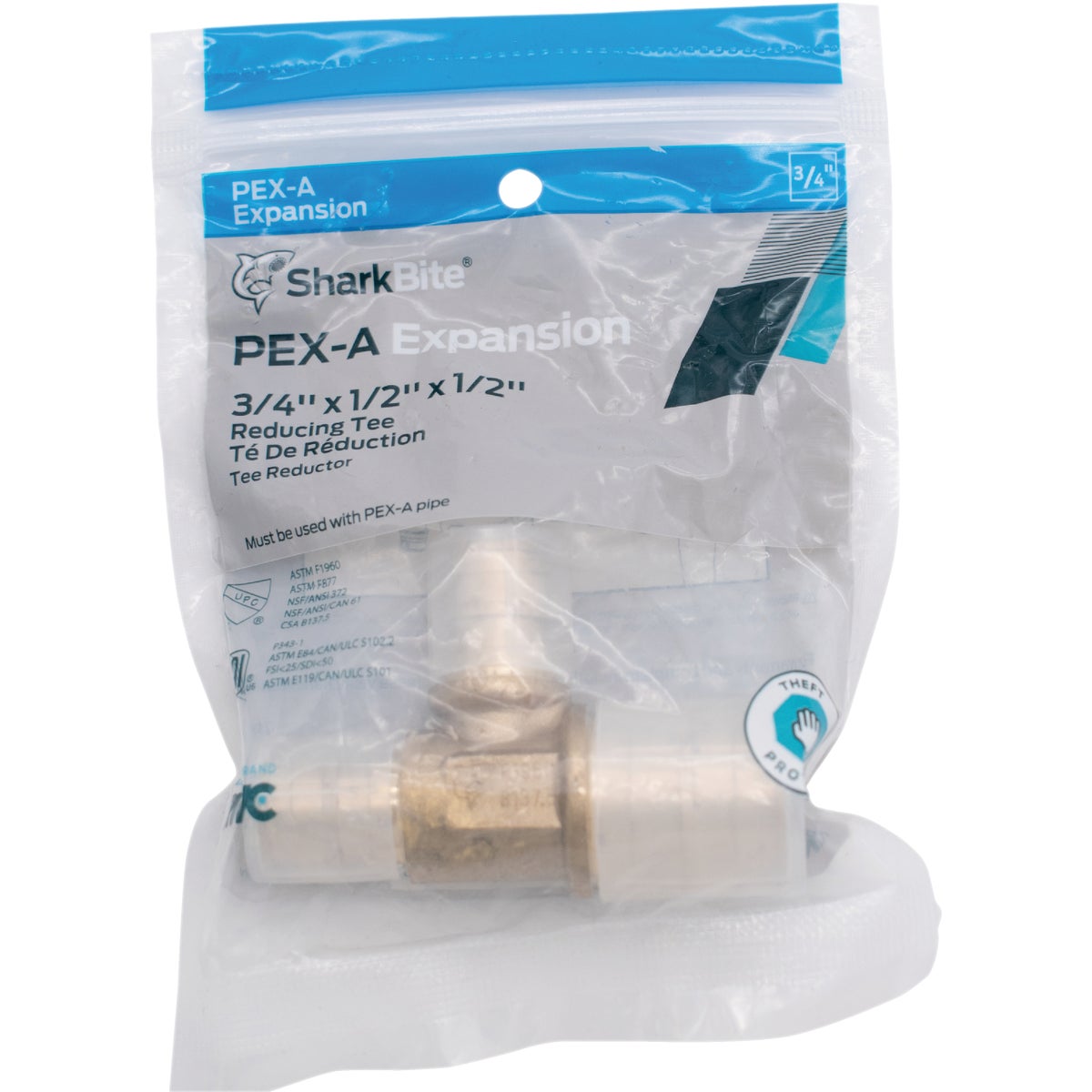 SharkBite PEX-A Brass 3/4 In. x 1/2 In. x 1/2 In. Tee Image 2