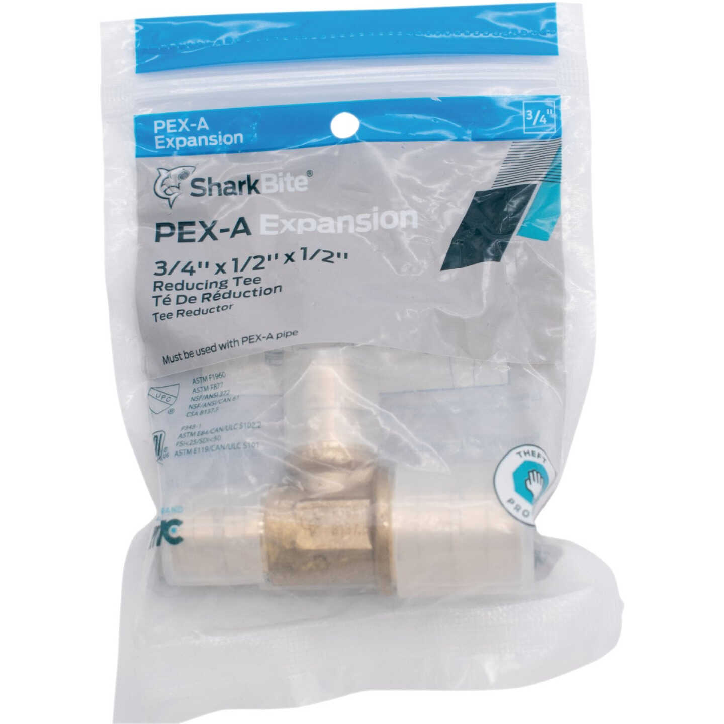 SharkBite PEX-A Brass 3/4 In. x 1/2 In. x 1/2 In. Tee Image 2
