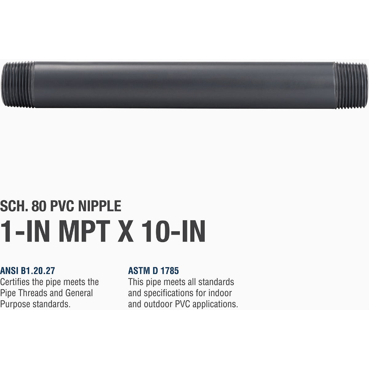 B&K 1 In. MIP x 10 In. Schedule 80 PVC Nipple Image 2