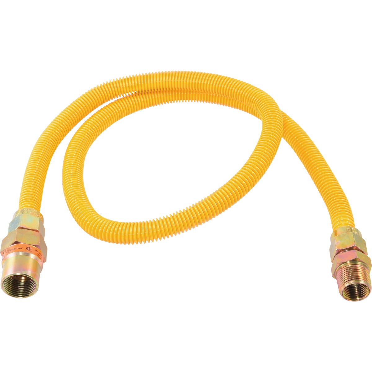 Eastman 5/8 In. OD x 48 In. 3/4 In. MIP (Tapped 1/2 In. FIP) x 3/4 FIP Coated Stainless Steel Gas Connector with ArmorBoost Excess Flow Valve Image 1