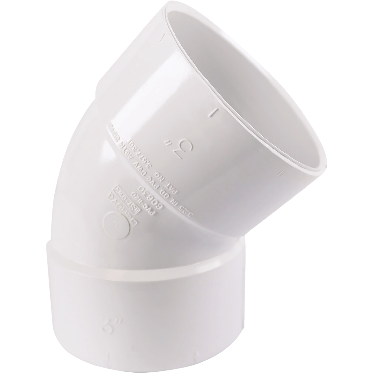 Charlotte Pipe 3 In. Schedule 30 45 Deg. DWV PVC Elbow (1/8 Bend)