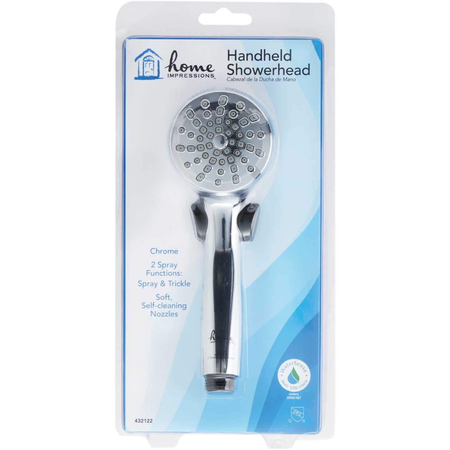 Home Impressions 2-Spray 1.8 GPM Handheld Shower Head, Chrome Image 2
