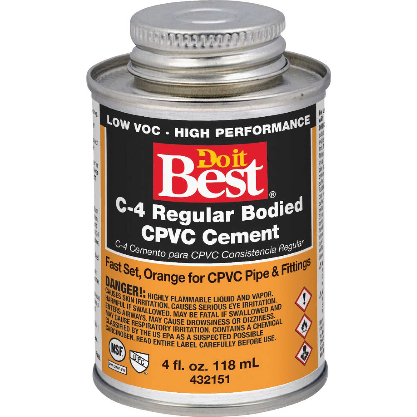 Do it Best 4 Oz. Regular Bodied Orange CPVC Cement Image 1