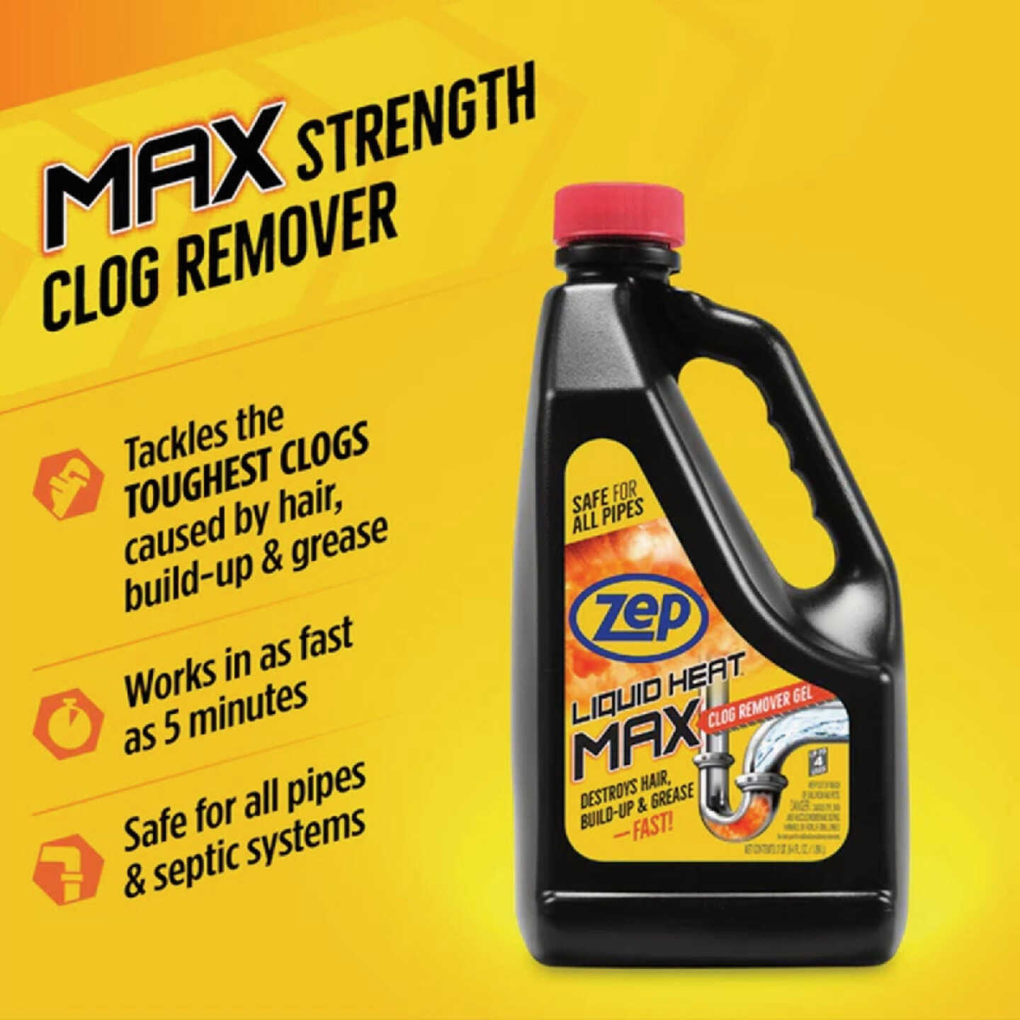 Zep Liquid Heat Max 64 Oz. Clog Remover Gel Image 4