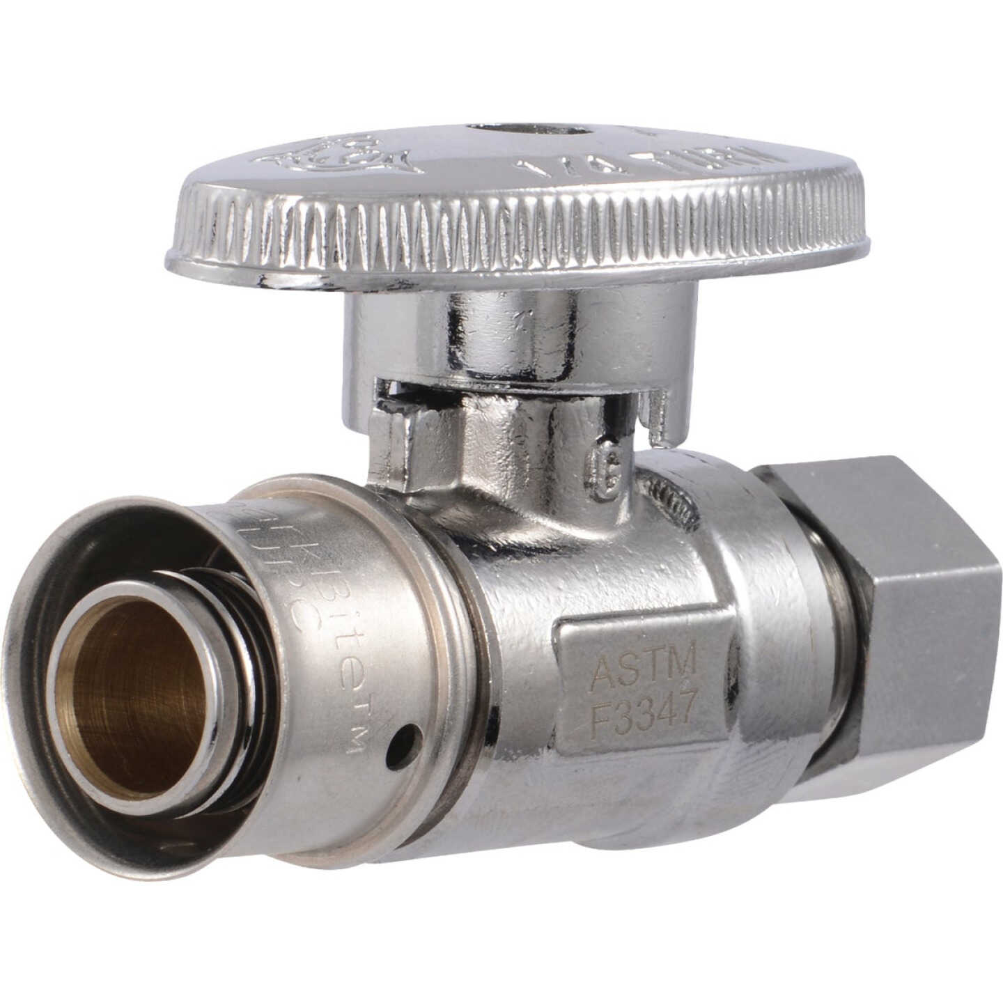 SharkBite 1/2 In. PEX Press x 3/8 In. OD Brass Straight Stop Image 1