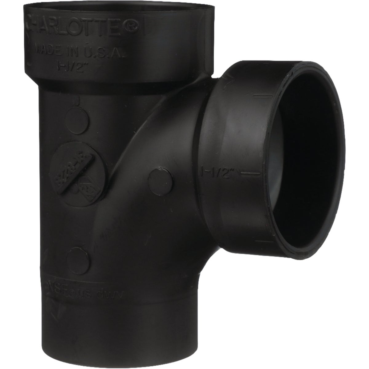Charlotte Pipe 1-1/2 In. ABS/DWV Sanitary Street Tee, Spigot x Hub x Hub