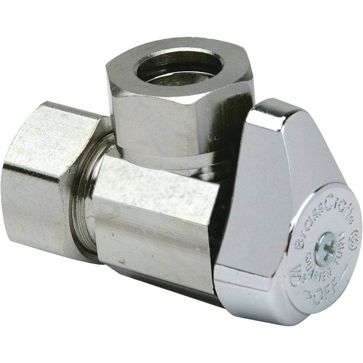 Brasscraft 1/2 In. Compression Inlet x 7/16 In. and 1/2 In. Slip-Joint Outlet 1/4-Turn Angle Valve