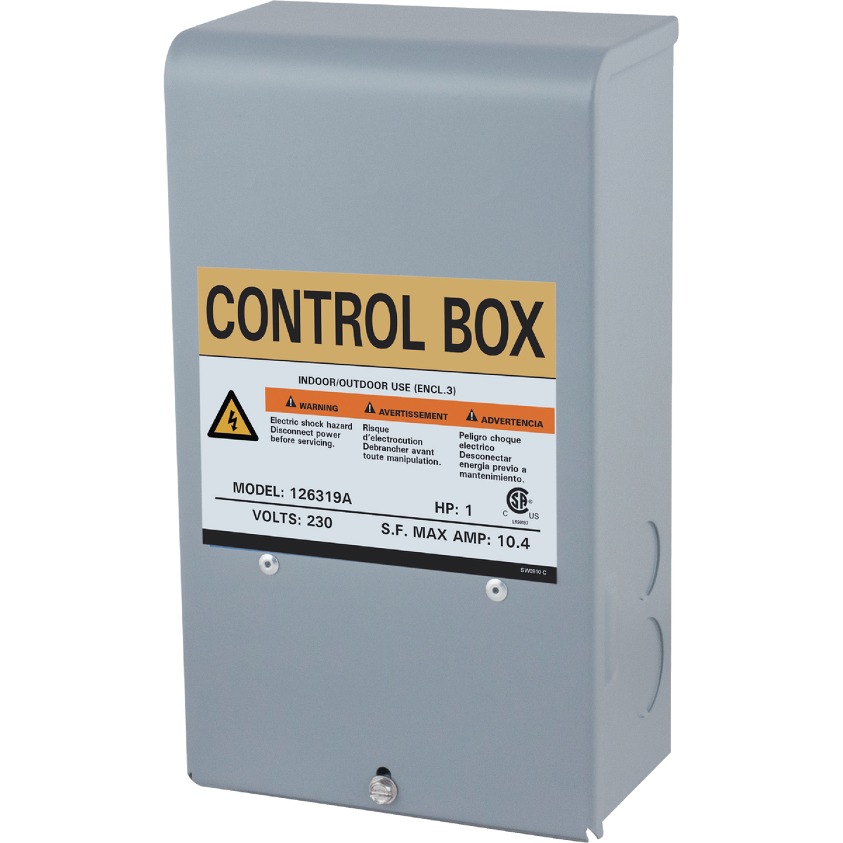 Star Water Systems 1 HP 230V Quick Disconnect Pump Control Box Image 1