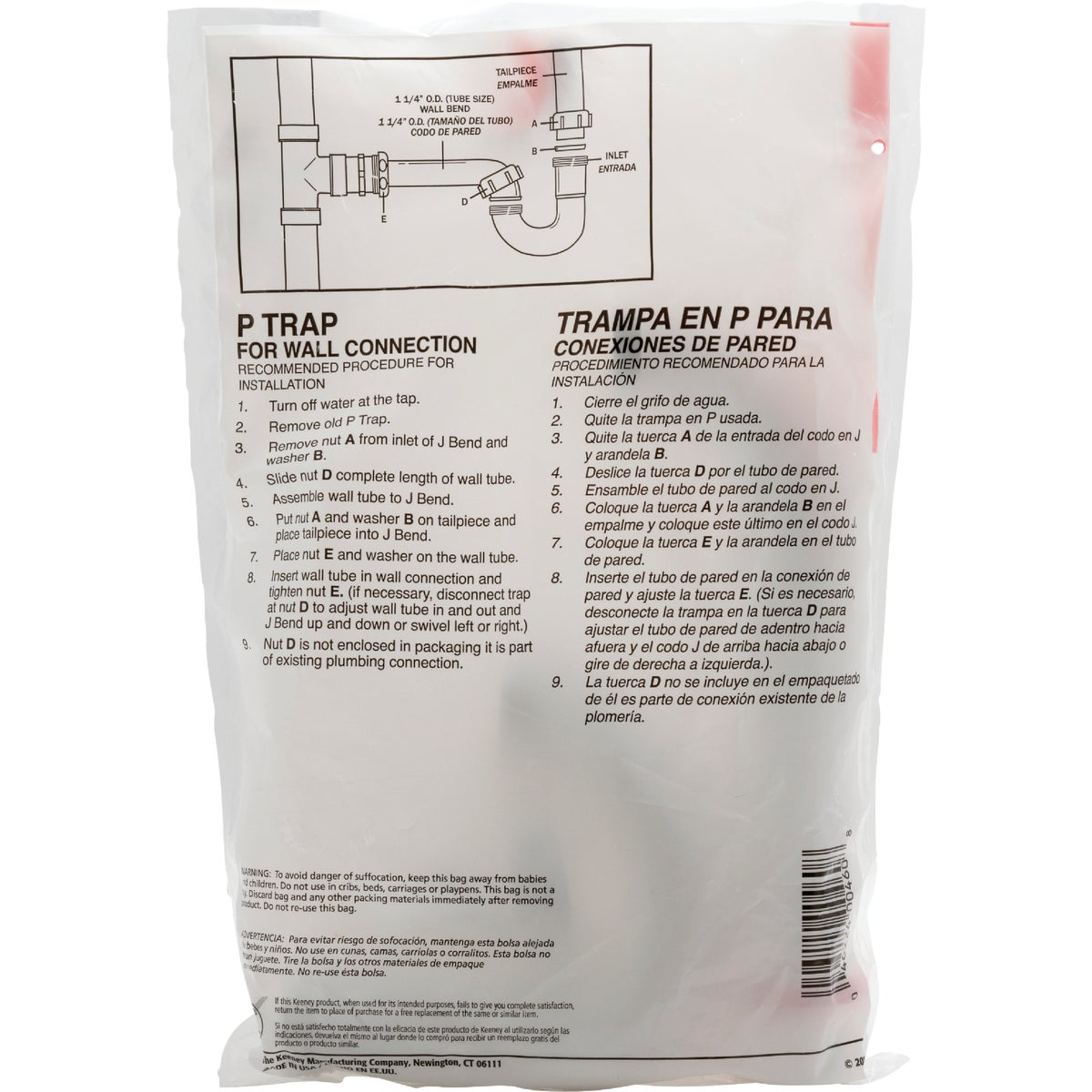 Keeney 1-1/4 In. White Plastic P-Trap Image 5