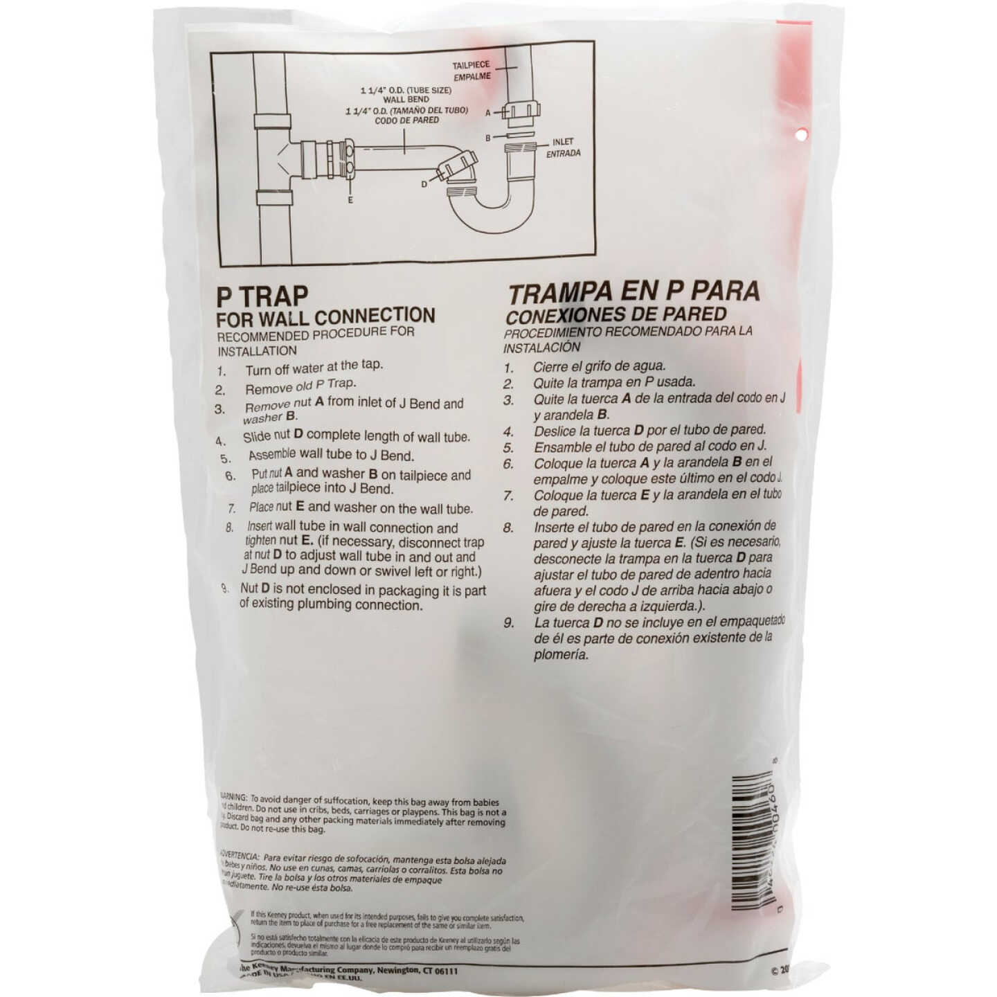 Keeney 1-1/4 In. White Plastic P-Trap Image 5