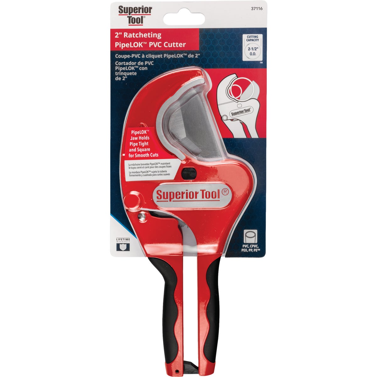 Superior Tool PipeLOK 2 In. Ratcheting PVC Cutter Image 2