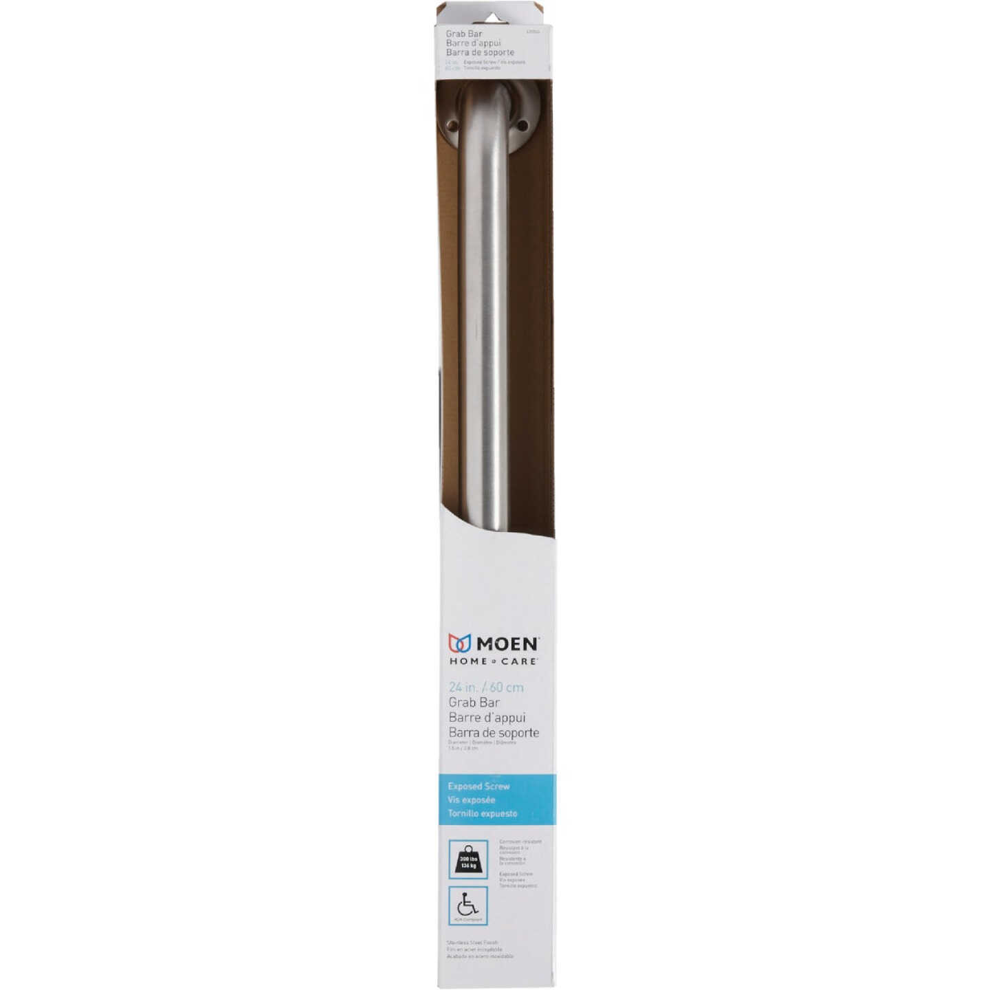 Moen Home Care 24 In. Exposed Screw Grab Bar, Stainless Steel Image 2